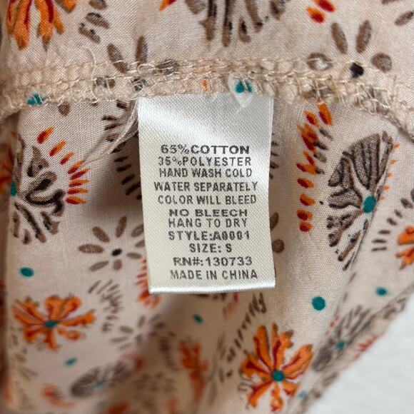 Umgee Printed Babydoll Tunic Dress Boho Folk Free Spirited Size Small - Picture 6 of 6